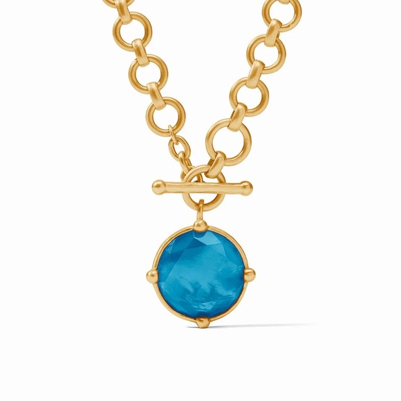 Gold Chain Necklace with Blue Pendant - Picture 1 of 3